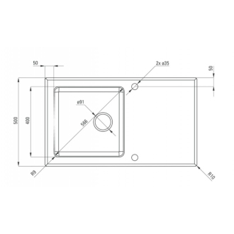DEANTE PALLAS ZSP_0W2C Jednodrez s odkvapom 860x500x200 Hybrid, nerez-sklo