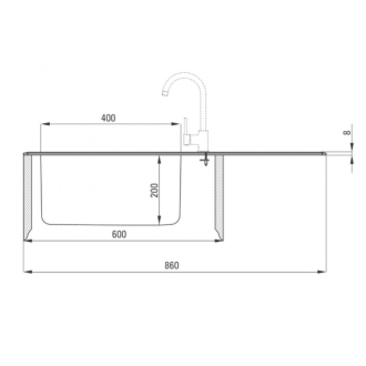 DEANTE PALLAS ZSP_0W2C Jednodrez s odkvapom 860x500x200 Hybrid, nerez-sklo