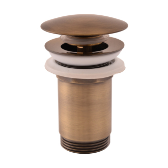 výpusť umývadlová CLICK-CLACK 5/4“ - veľká zátka – celokovová – stará mosadz MD0484SM