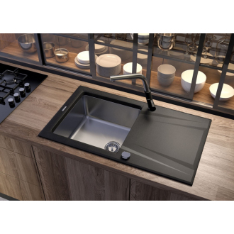 DEANTE PRIME ZSR_G113 Jednodrez s odkvapom 860x500x220 Hybrid, granit-nerez, grafit
