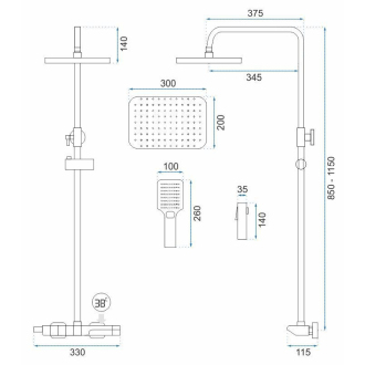REA Sprchový set s termostatom - Rob Nickiel Brush Inox REA-P6624