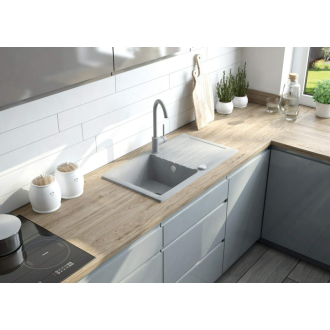 DEANTE ZORBA ZQZBS113 Jednodrez s odkvapom 760x440x150, granit šedá + batéria Milin