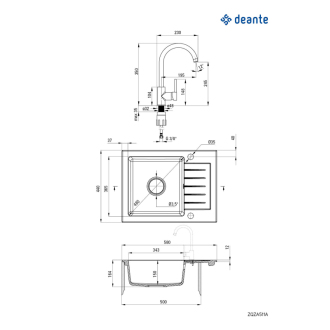 Deante SET ZQZAA11A Jednodrez s odkvapom + batéria, alabaster