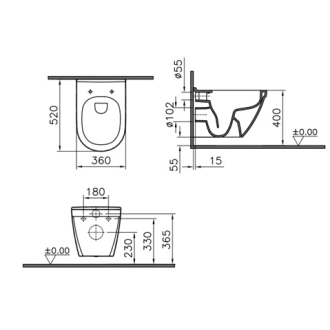 VITRA S50 WC závesné Rim-Ex 7740-003-0075xxxxxxxxxxx
