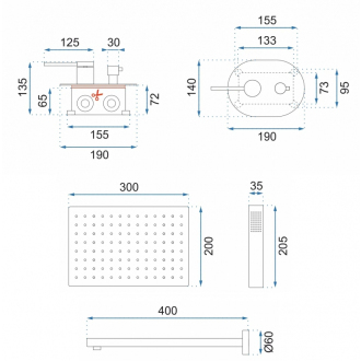 REA Oval podomietkový sprchový set, vrátane boxu, chróm REA-P8415