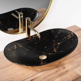 REA Umývadlo na dosku Royal In Black Marble Gold REA-U8008
