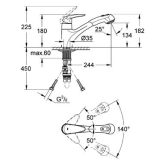 GROHE EURODISC 32257001 drezová stojanková batéria chróm