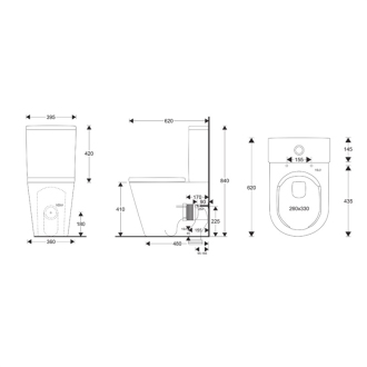 Mereo WC kombi odpad vario, Smart Flush RIMLESS, vr. sedátka VSD91T1