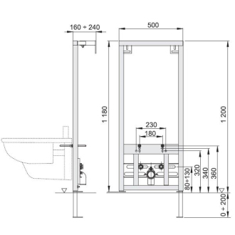 Alcaplast A105/1200 Montážny rám pre bidet