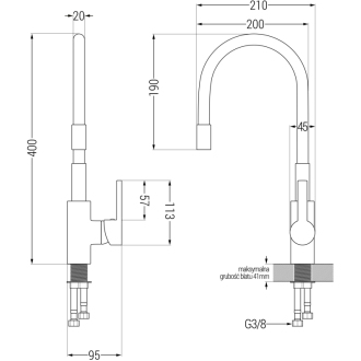 Mexen Flex Drezová batéria, chróm-biela 670900-02