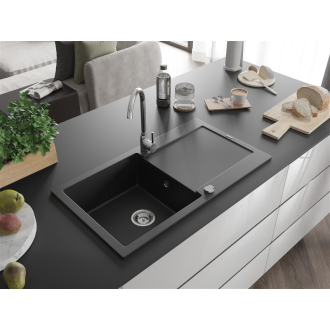 Mexen LEO Jednodrez s odkvapom 900x500x190, granit čierna 6501901010-77