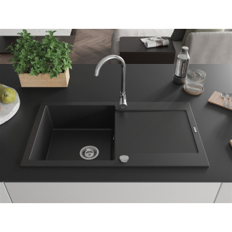 Mexen LEO Jednodrez s odkvapom 900x500x190, granit čierna 6501901010-77