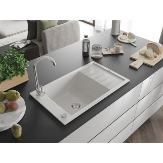 Mexen ELIAS Jednodrez s odkvapom 795x480x200, granit biela 6511791005-20