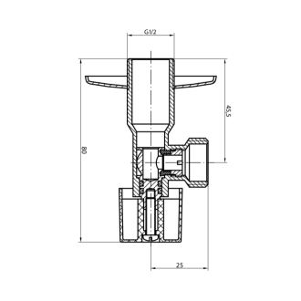 Rohový guľový ventil 1/2&quot;x3/8&quot;, bez matky, pár, čierna mat