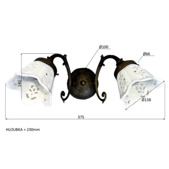 BRINDISI svietidlo 2xE14, 40W, 230V, keramické tienidlo, bronz MC052