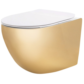 REA Závesné WC Carlo Rimless Duroplast/Slim Gold White REA-C0669