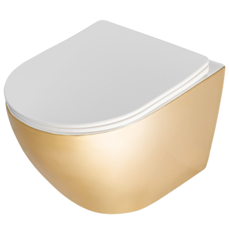 REA Závesné WC Carlo Rimless Duroplast/Slim Gold White REA-C0669