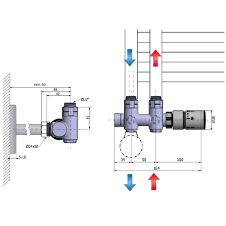 TWIN COMBI pripojovacia sada ventilov termostatická pre stredové pripojenie, chróm CP5010S