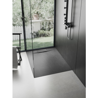 REA Bazalt sprchová vanička 90x90 - čierna REA-K3307