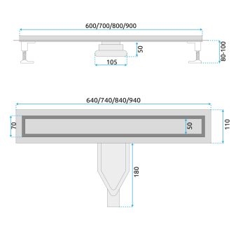 REA Lineárny odtok Neox Superflow, brúsený nikel 60 REA-G2705