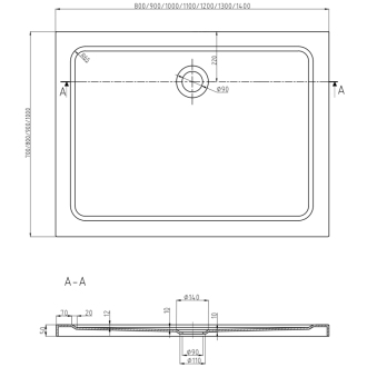 Mexen FLAT slim Sprchová vanička, 110x80, čierna 40708011