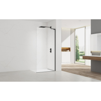 Walk-in 97x200, profil, zaveter prav čierne SATBWI100ZAVPC