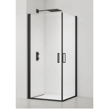 Sprchové dvere 80x80 čierne T, madlo SATFUD8080C