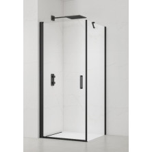 Sprch dvere + stena, madlo 90x90 čierne T SATFUD90S90C