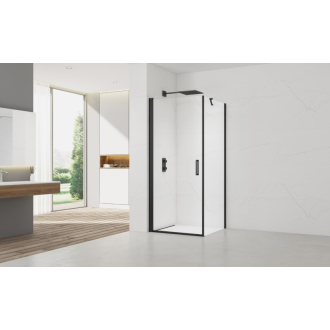 Sprch dvere + stena, madlo 80x80 čierne T SATFUD80S80C