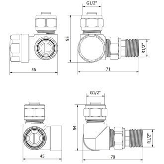 Mexen axiálne radiátorové ventily, biele - W903-000-20