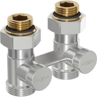 Mexen radiátorový ventil dvojrúrkový DN50, priamy 1/2&quot;x3/4&quot;, nikel - W912-012-01