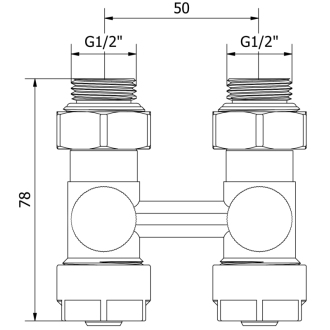Mexen dvojrúrkový radiátorový ventil DN50, priamy 1/2&quot; x16 mm, nikel - W912-016-01