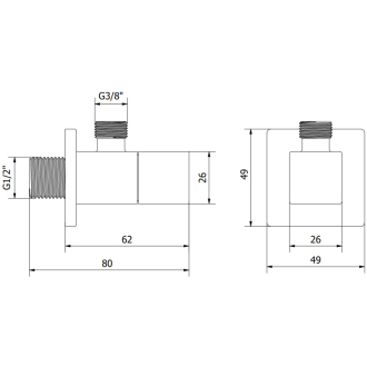 Mexen S rohový ventil pre batériu 1/2&quot;x3/8&quot;, chróm - 79971-00
