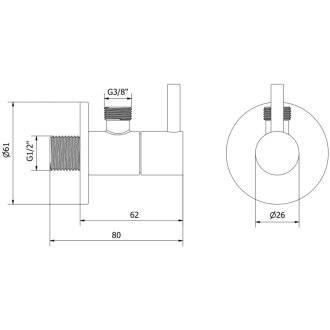 Mexen R2 rohový ventil pre batériu 1/2&quot;x3/8&quot;, biela - 79972-20