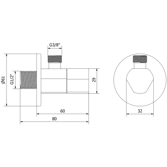 Mexen T rohový ventil pre batériu 1/2&quot;x3/8&quot;, biela - 79973-20