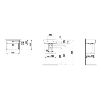 LAUFEN PRO A umývadlo s otvorom 45x34 H8119510001041