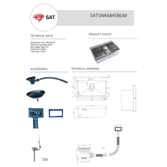 Drez SAT Aurum gun metal SATSINK6845BGM