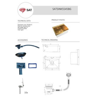 Drez SAT Aurum zlatá SATSINK5545BG