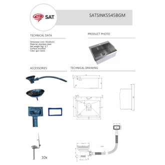 Drez SAT Aurum gun metal SATSINK5545BGM
