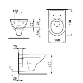 LAUFEN PRE závesné WC hlboké splachovanie H8209500000001