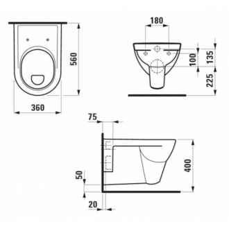 LAUFEN PRE závesné WC ploché splachovanie H8209510000001