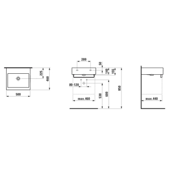 LAUFEN LIVING CITY umývadlo bez otvoru 50x46 H8.1743.1.000.109.1