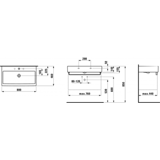 LAUFEN LIVING CITY umývadlo bez otvoru 80x46 H8.1743.6.000.109.1