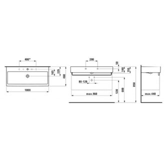 LAUFEN LIVING CITY umývadlo s 2 otvormi 100x46 H8.1843.7.000.107.1