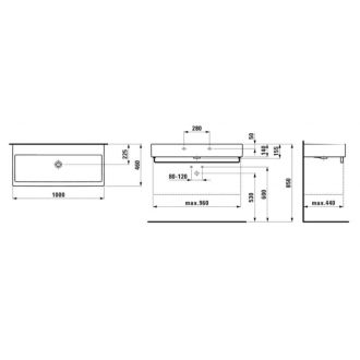 LAUFEN LIVING CITY umývadlo bez otvoru 100x46 H8.1843.7.000.109.1