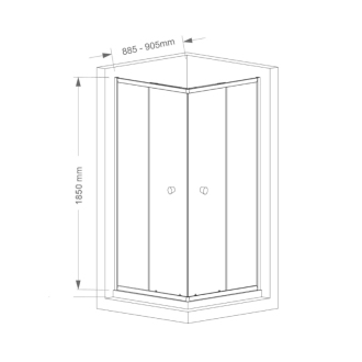 AGGA štvorcová sprchová zástena 900x900mm, číre sklo HLF909Y