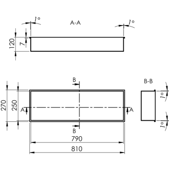 INSERTA zapustená polica do obkladu, 810x270 mm, nerez, antracit 1301-82B