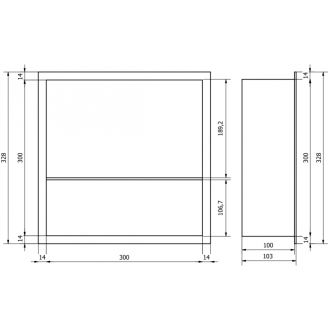 Mexen X-WALL-R Police do steny 30x30x10 s poličkou, inox 1910303010S
