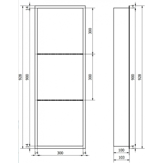 Mexen X-WALL-R Polica do steny 90x30x10 s poličkou, inox 1910903010S