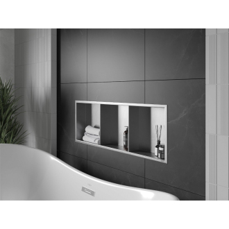 Mexen X-WALL-R Polica do steny 90x30x10 s poličkou, inox 1910903010S